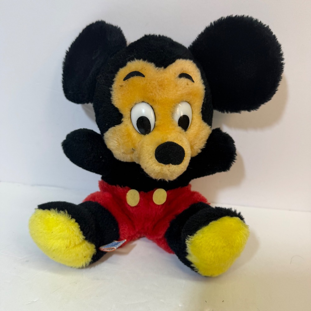 Vintage Mickey Mouse Plush Walt Disney Productions Korea Nutshell Fill 10 inch